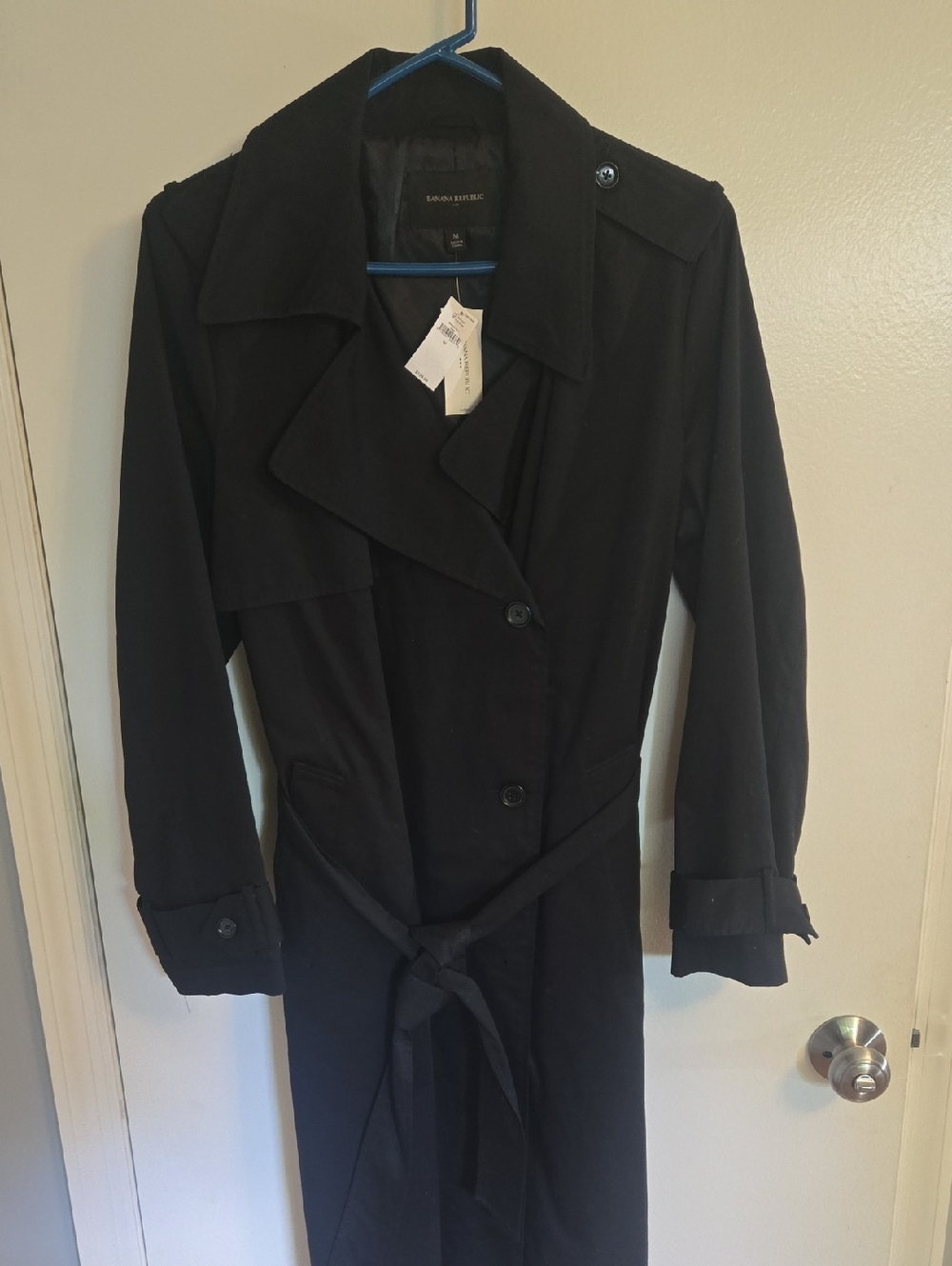 Banana Republic Black Double-Breasted Belted Trench